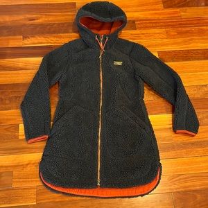 🌸 Women's L.L. Bean Mountain Pile Sherpa Fleece Coat Navy Small